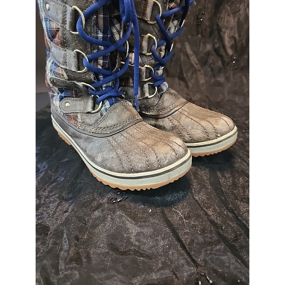 Sorel Boots Bracken Estate Plaid Tofino Winter Waterproof Faux Fur, Sz7, EUC - Picture 8 of 9